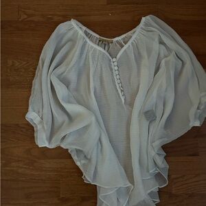 Beulah Luxury Sheer White Peasant Top